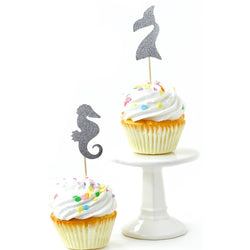 Mermaid Silver Glitter Cupcake Toppers, Cake & Cupcake Toppers, Jamboree 