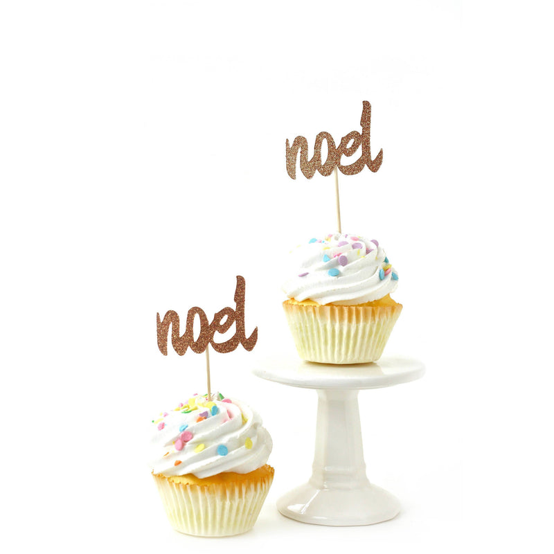 Noel Rose Gold Glitter Cupcake Toppers, Cake & Cupcake Toppers, Jamboree 