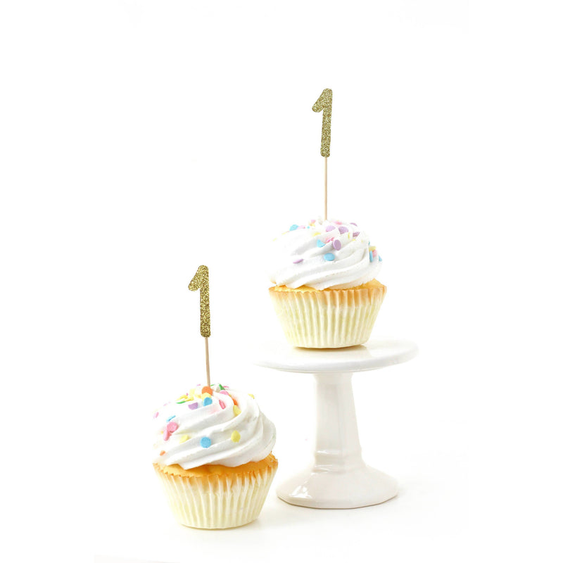 Number 1 Gold Glitter Cupcake Toppers, Cake & Cupcake Toppers, Jamboree 