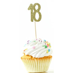 Number 18 Gold Glitter Cupcake Toppers, Cake & Cupcake Toppers, Jamboree 