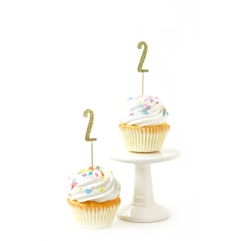 Number 2 Gold Glitter Cupcake Toppers, Cake & Cupcake Toppers, Jamboree 