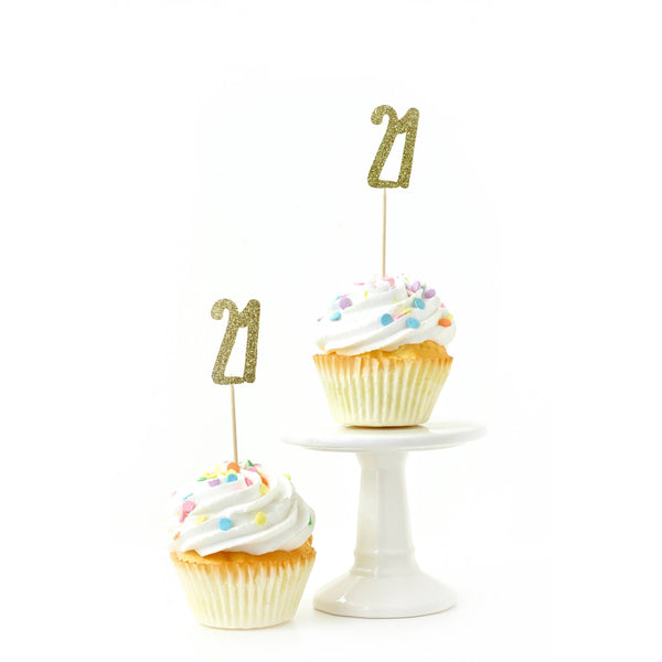 Number 21 Gold Glitter Cupcake Toppers, Cake & Cupcake Toppers, Jamboree 