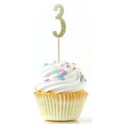 Number 3 Gold Glitter Cupcake Toppers, Cake & Cupcake Toppers, Jamboree 