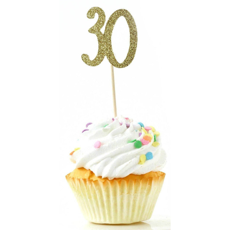 Number 30 Gold Glitter Cupcake Toppers, Cake & Cupcake Toppers, Jamboree 