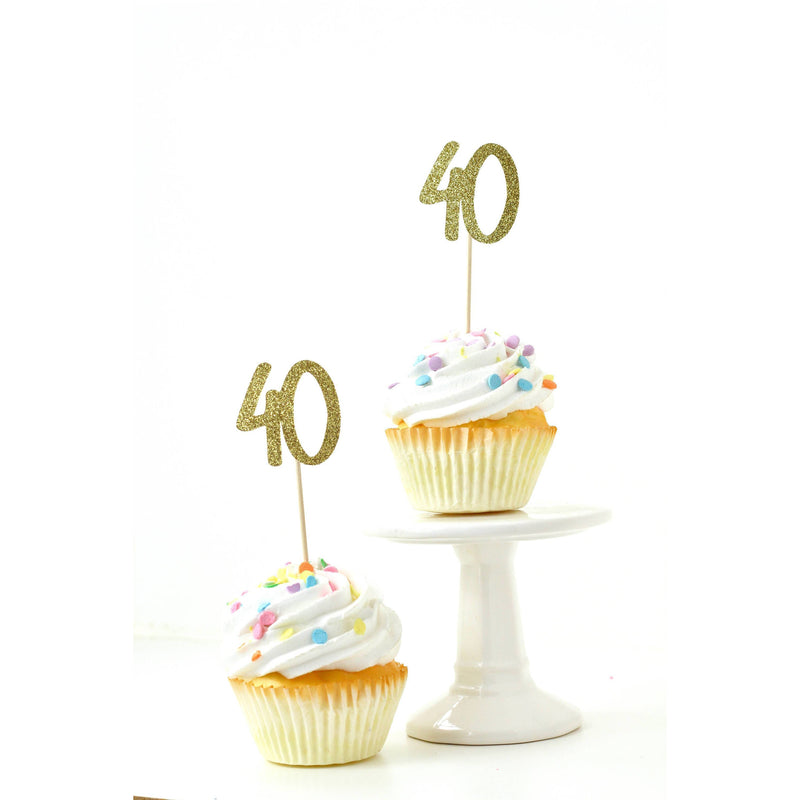 Number 40 Gold Glitter Cupcake Toppers, Cake & Cupcake Toppers, Jamboree 