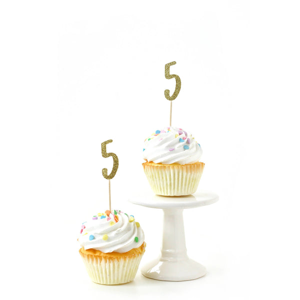 Number 5 Gold Glitter Cupcake Toppers, Cake & Cupcake Toppers, Jamboree 