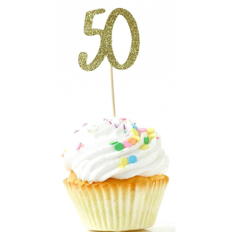 Number 50 Gold Glitter Cupcake Toppers, Cake & Cupcake Toppers, Jamboree 