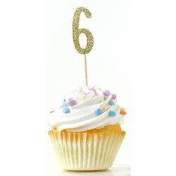 Number 6 Gold Glitter Cupcake Toppers, Cake & Cupcake Toppers, Jamboree 