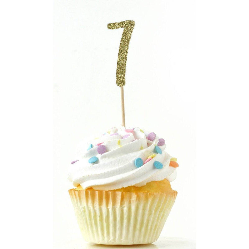 Number 7 Gold Glitter Cupcake Toppers, Cake & Cupcake Toppers, Jamboree 