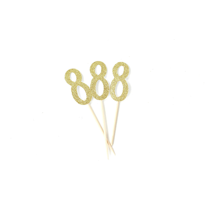 Number 8 Gold Glitter Cupcake Toppers, Cake & Cupcake Toppers, Jamboree 