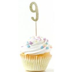 Number 9 Gold Glitter Cupcake Toppers, Cake & Cupcake Toppers, Jamboree 