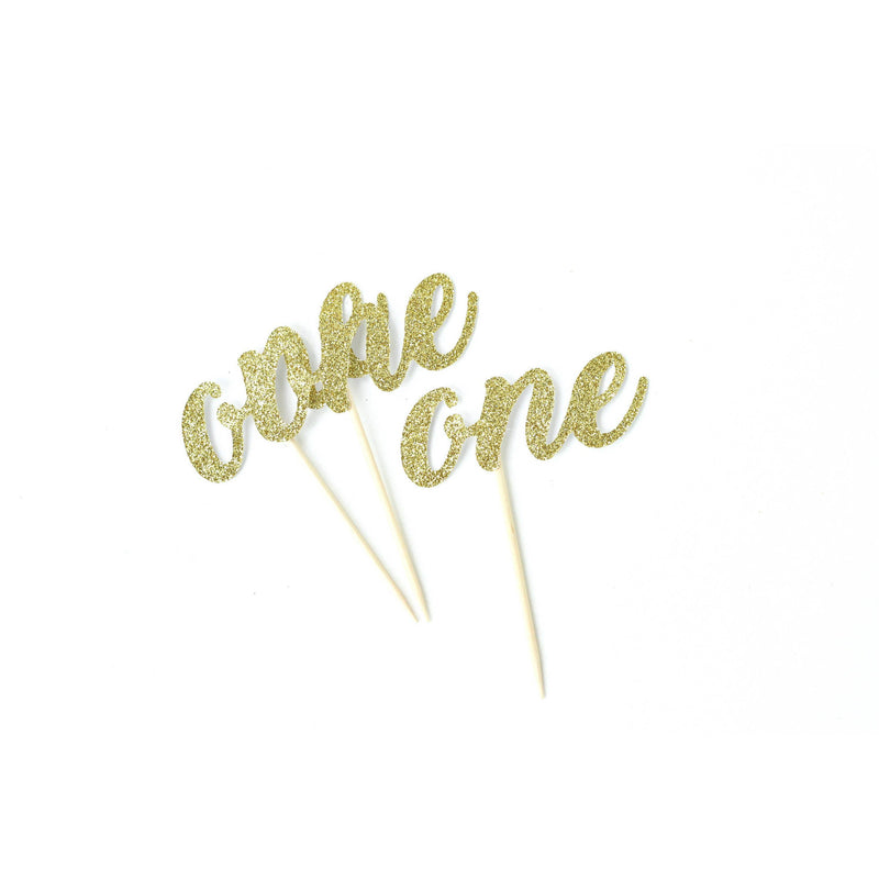 Number One Gold Glitter Cupcake Toppers, Cake & Cupcake Toppers, Jamboree 
