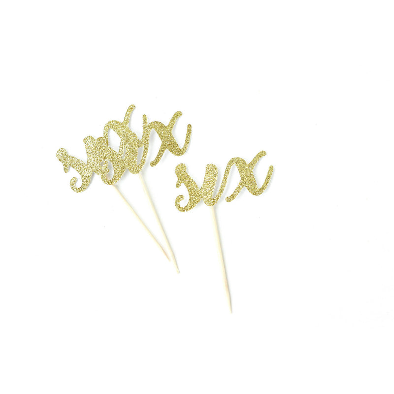 Number Six Gold Glitter Cupcake Toppers, Cake & Cupcake Toppers, Jamboree 