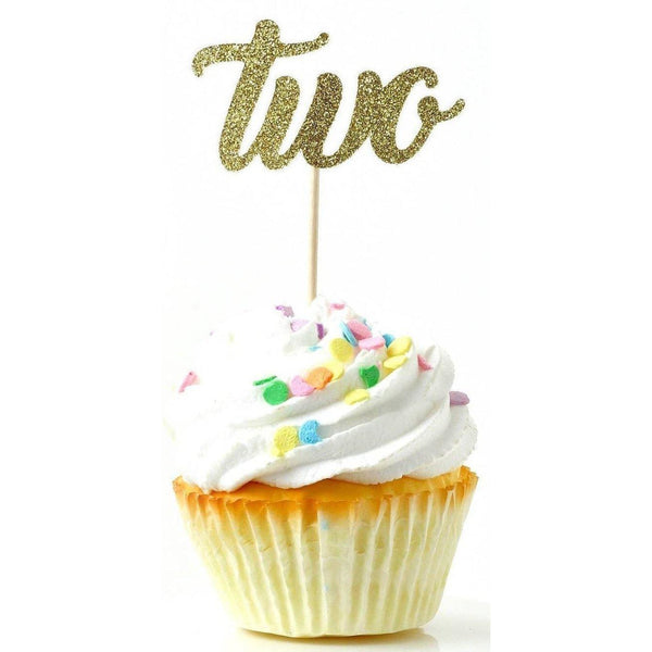Number Two Gold Glitter Cupcake Toppers, Cake & Cupcake Toppers, Jamboree 