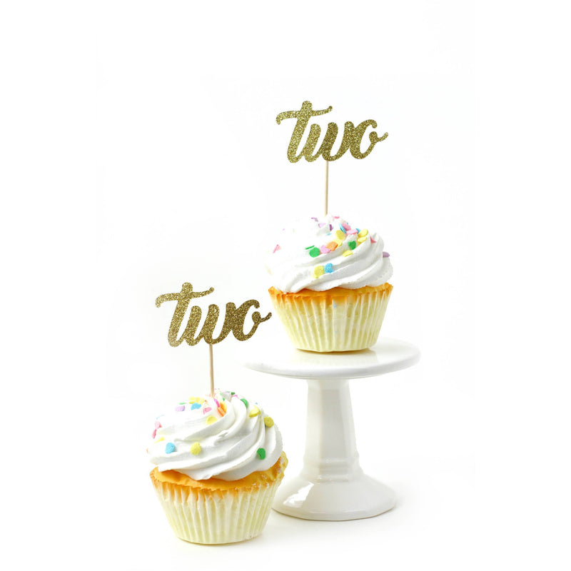 Number Two Gold Glitter Cupcake Toppers, Cake & Cupcake Toppers, Jamboree 
