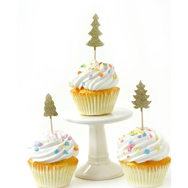 Pine Tree Gold Glitter Cupcake Toppers, Cake & Cupcake Toppers, Jamboree 