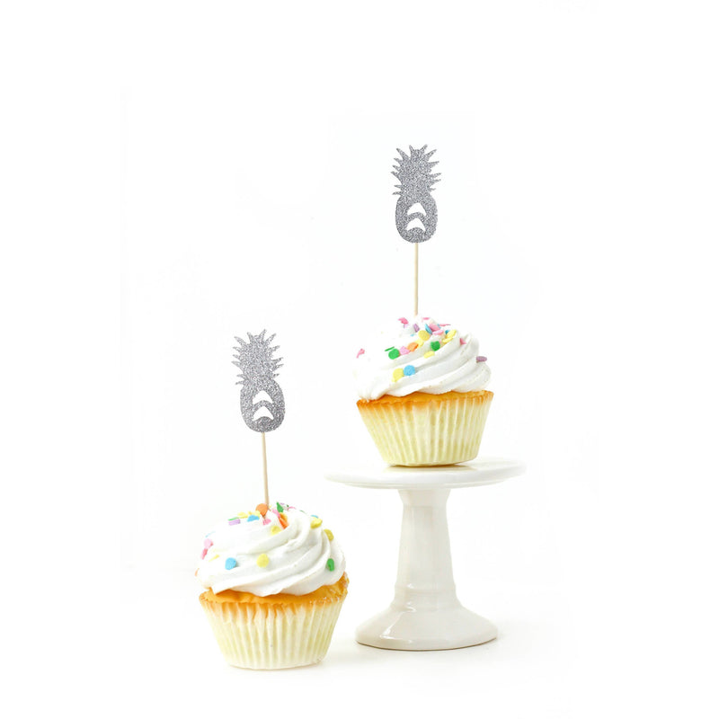 Pineapple Silver Glitter Cupcake Toppers, Cake & Cupcake Toppers, Jamboree 
