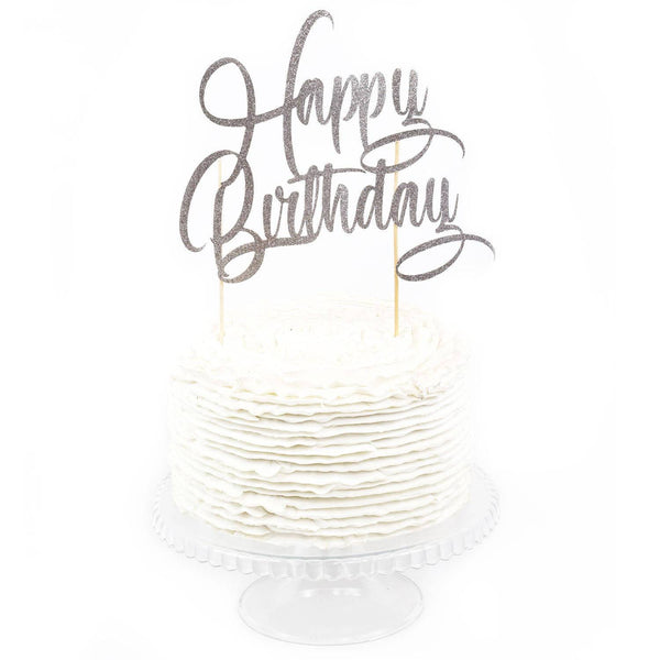 Silver 'Happy Birthday' Cake Topper, Cake & Cupcake Toppers, Jamboree 