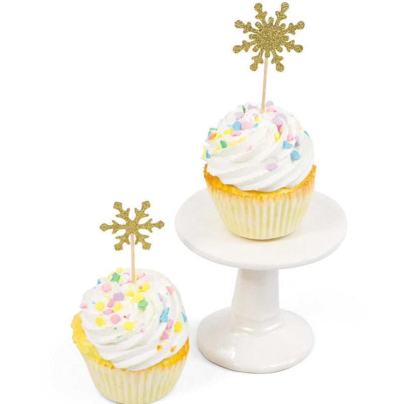 Snowflake Gold Glitter Cupcake Toppers, Cake & Cupcake Toppers, Jamboree 