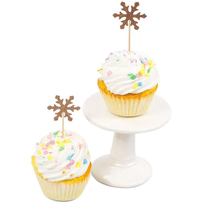 Snowflake Rose Gold Glitter Cupcake Toppers, Cake & Cupcake Toppers, Jamboree 