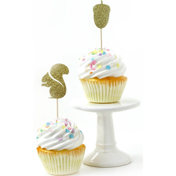 Squirrel/Acorn Gold Glitter Cupcake Toppers, Cake & Cupcake Toppers, Jamboree 