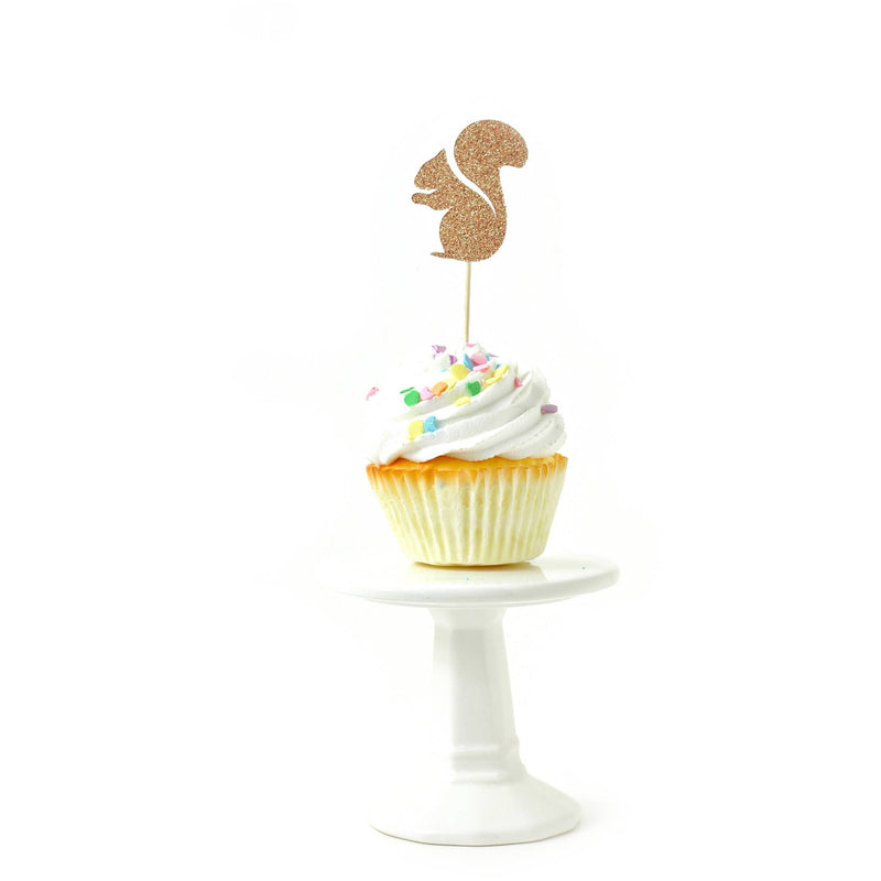 Squirrel/Acorn Rose Gold Glitter Cupcake Toppers, Cake & Cupcake Toppers, Jamboree 