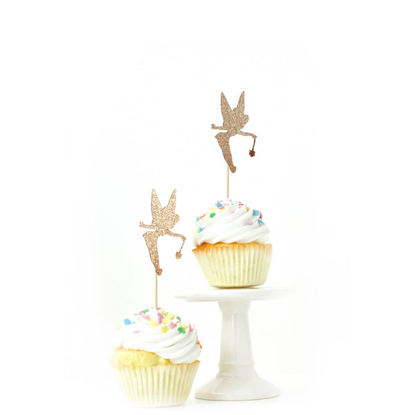 Tinkerbell Rose Gold Glitter Cupcake Toppers, Cake & Cupcake Toppers, Jamboree 
