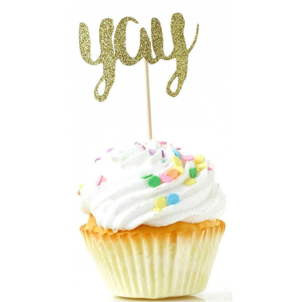 Yay! Gold Cake Topper - Cake Decorating Supplies