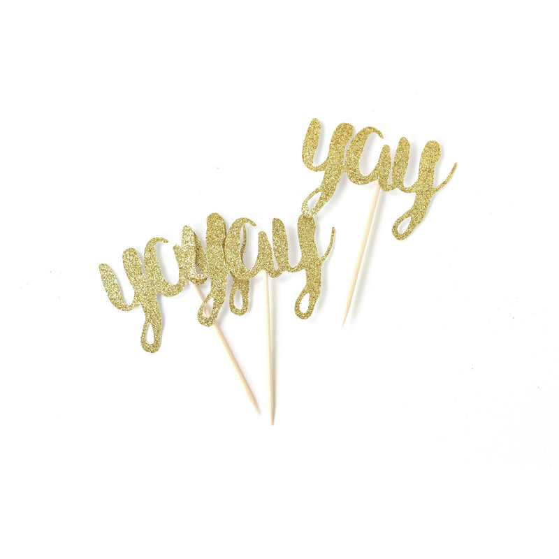 Yay Gold Glitter Cupcake Toppers, Cake & Cupcake Toppers, Jamboree 