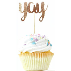 Yay Rose Gold Glitter Cupcake Toppers, Cake & Cupcake Toppers, Jamboree 