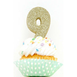 3" Gold Number 9 Candle, Glitter Candles, Jamboree 