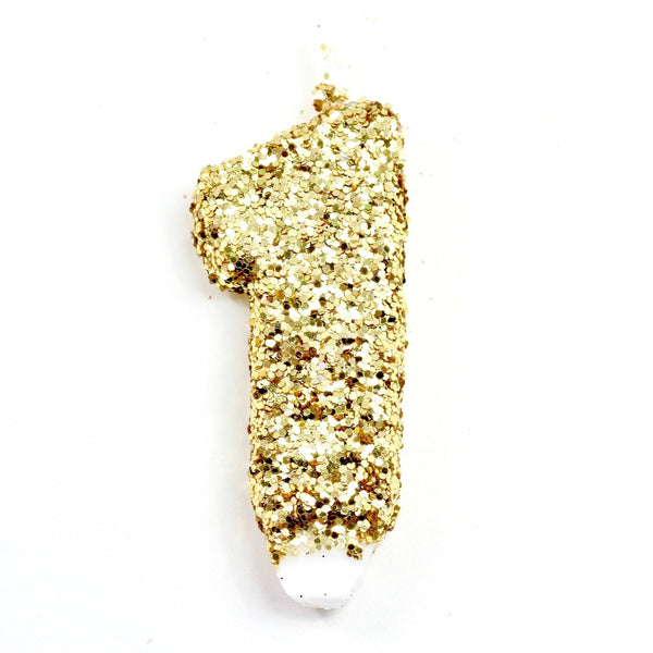 3"  Gold Number 1 Candle, Glitter Candles, Jamboree 