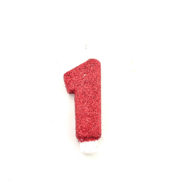3"  Red Number 1 Candle, Glitter Candles, Jamboree 