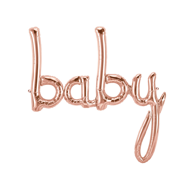 Large Baby Script Balloon - Rose Gold - 46” XL - Baby Shower Prop, Giant Baby Balloon, Baby Photo Prop, , Jamboree 