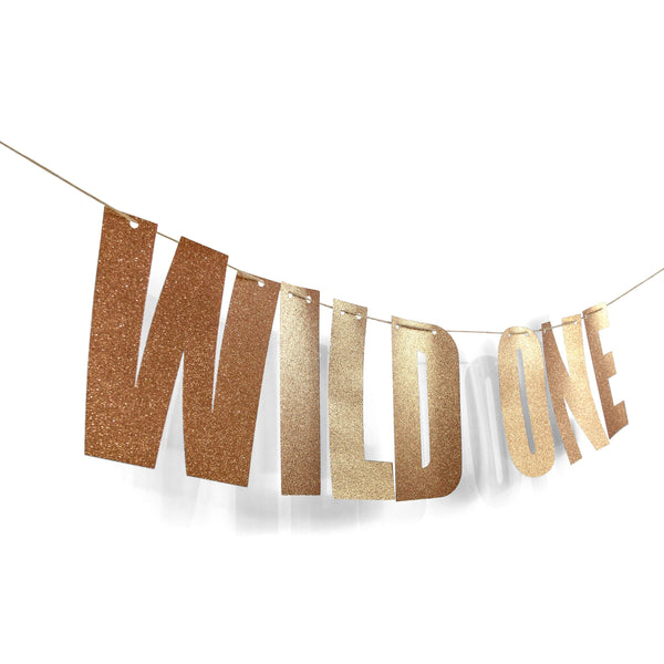 Rose Gold "WILD ONE" Glitter Banner, Banners & Backdrops, Jamboree 