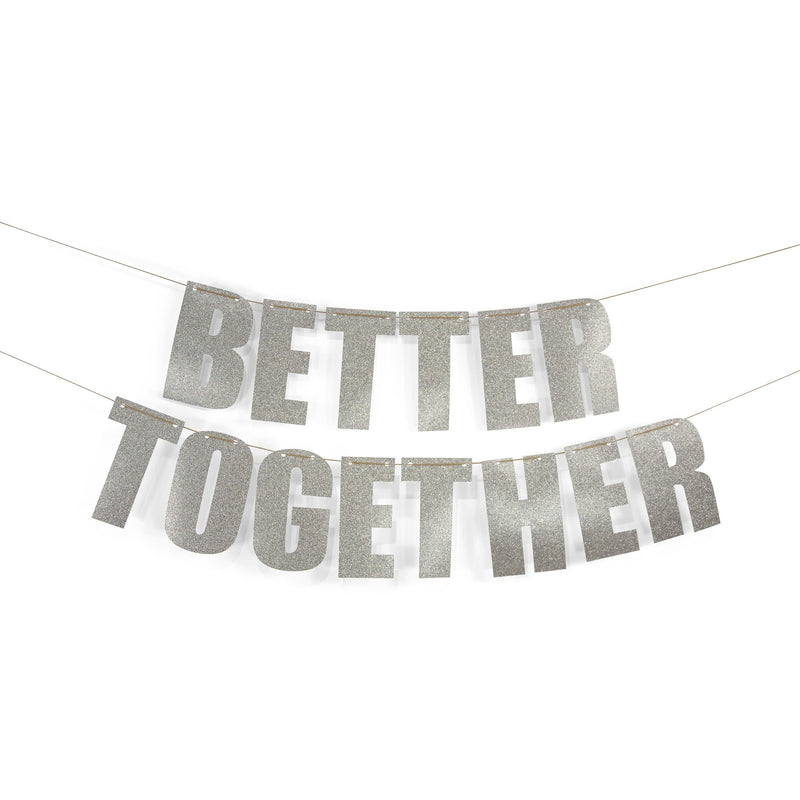Silver "BETTER TOGETHER" Glitter Banner, Banners & Backdrops, Jamboree 