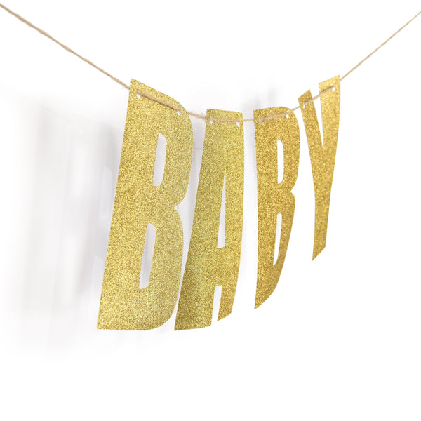 Gold "Baby" Glitter Banner, Banners & Backdrops, Jamboree 