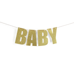 Gold "Baby" Glitter Banner, Banners & Backdrops, Jamboree 