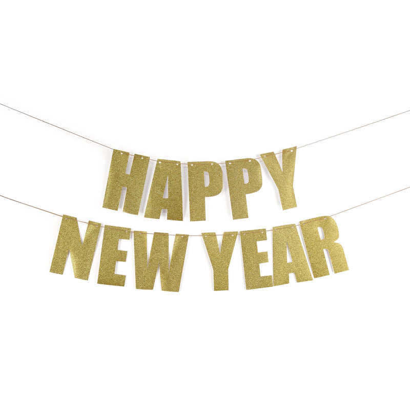 Gold "HAPPY NEW YEAR" Glitter Banner, Banners & Backdrops, Jamboree 