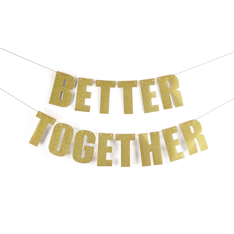 Gold "BETTER TOGETHER" Glitter Banner, Banners & Backdrops, Jamboree 