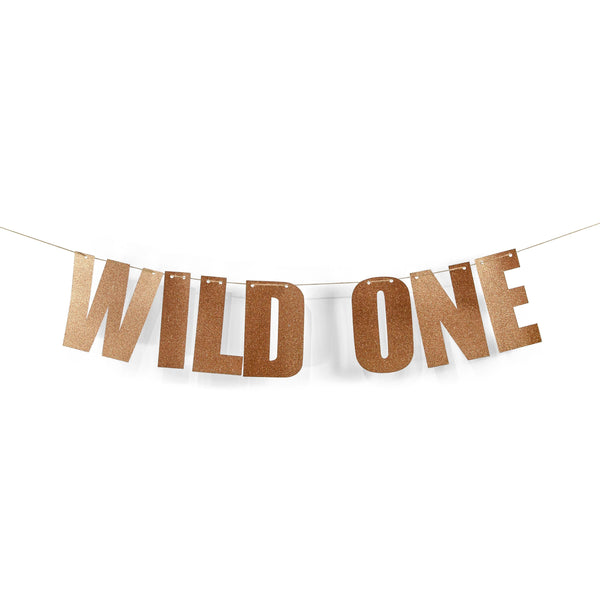 Rose Gold "WILD ONE" Glitter Banner, Banners & Backdrops, Jamboree 