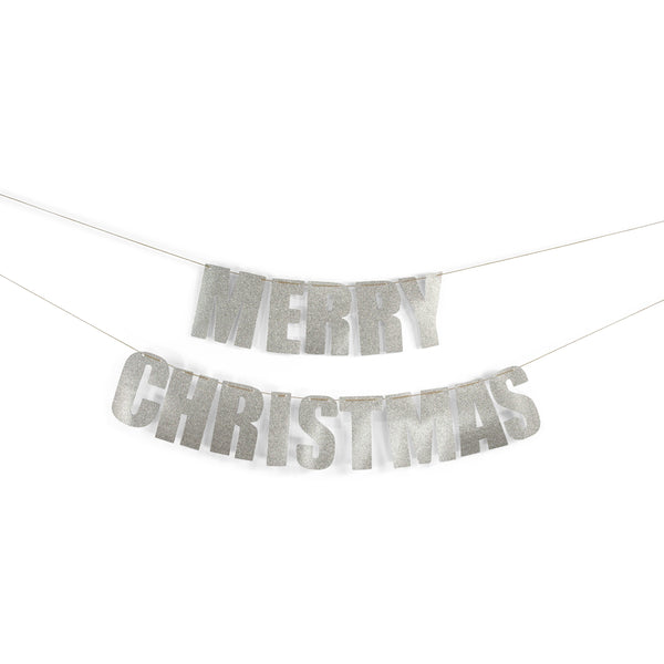 Silver "MERRY CHRISTMAS" Glitter Banner, Banners & Backdrops, Jamboree 