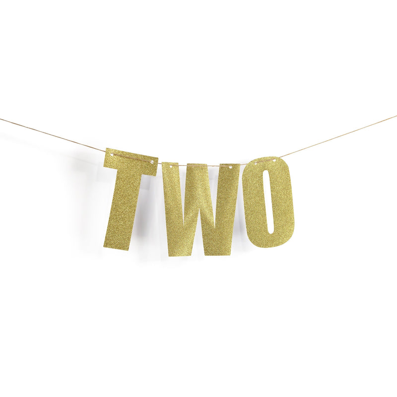 Gold "TWO" Glitter Banner, Banners & Backdrops, Jamboree 