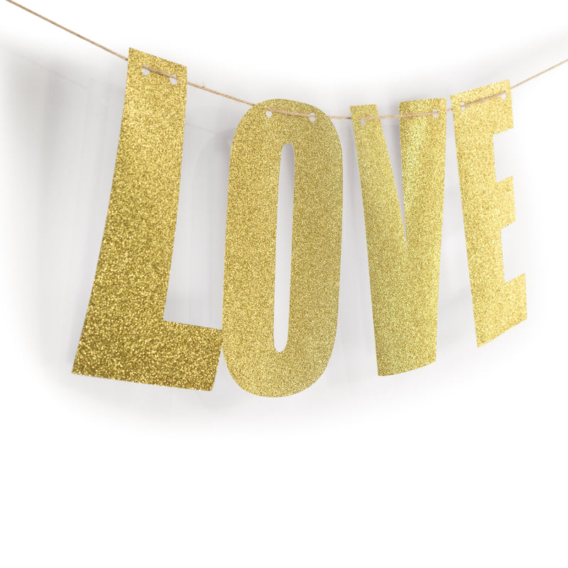 Gold "LOVE" Glitter Banner, Banners & Backdrops, Jamboree 