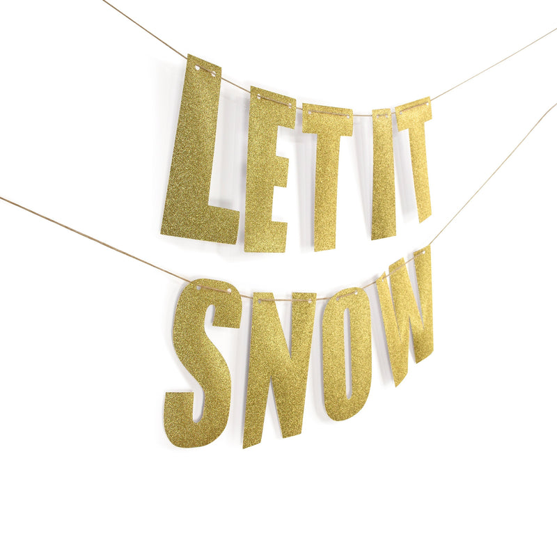 Gold "LET IT SNOW" Glitter Banner, Banners & Backdrops, Jamboree 