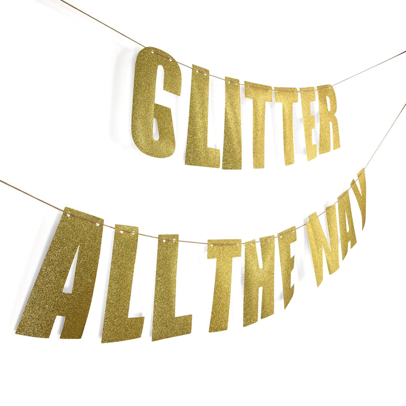 Gold "GLITTER ALL THE WAY" Glitter Banner, Banners & Backdrops, Jamboree 