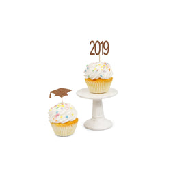 2019/Grad Hat Rose Gold Glitter Cupcake Toppers, Cake & Cupcake Toppers, Jamboree 