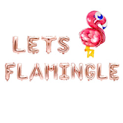 Rose Gold "Lets Flamingle" Balloon Banner - 16" Letter Balloons - Rose Gold - Bachelorette Bash, Flamingo Party, Tropical, Final Flamingle, , Jamboree 