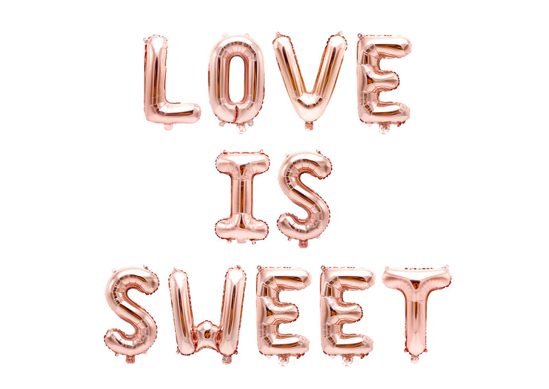 Gold "Love is Sweet" Balloon Banner - 16" Letter Balloons - Gold - Bridal Shower, Engagement Party, Head Table Banner, Wedding Backdrop, , Jamboree 