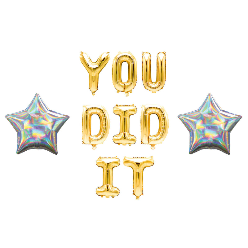 Rose Gold "You Did It" Balloon Banner - 16" Letter Balloons - Rose Gold - Graduation Party, Engagement, Wedding Banner, Promotion, Congrats, , Jamboree 